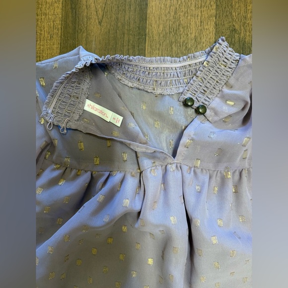 Xhilaration White Blouse with Flutter Sleeves and Peter Pan Collar - Picture 7 of 11